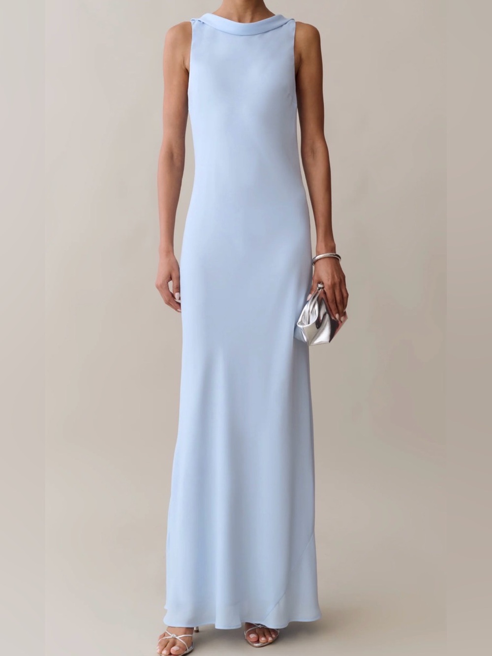 Few Moda o.p.t NWT Amarosa Draped Back Maxi Dress in Blue Size Small